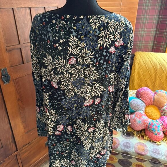 JJill Long Sleeve Floral Tunic Blouse Size Large - Picture 4 of 9